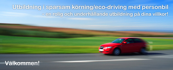 Utbildning i sparsam körning / eco-driving med personbil - en rolig och underhållande utbildning på dina villkor!